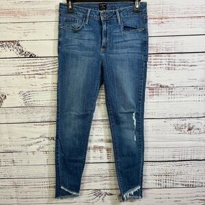 Just Black jeans medium wash size 28 ripped raw hem‎ skinny denim ankle jeans